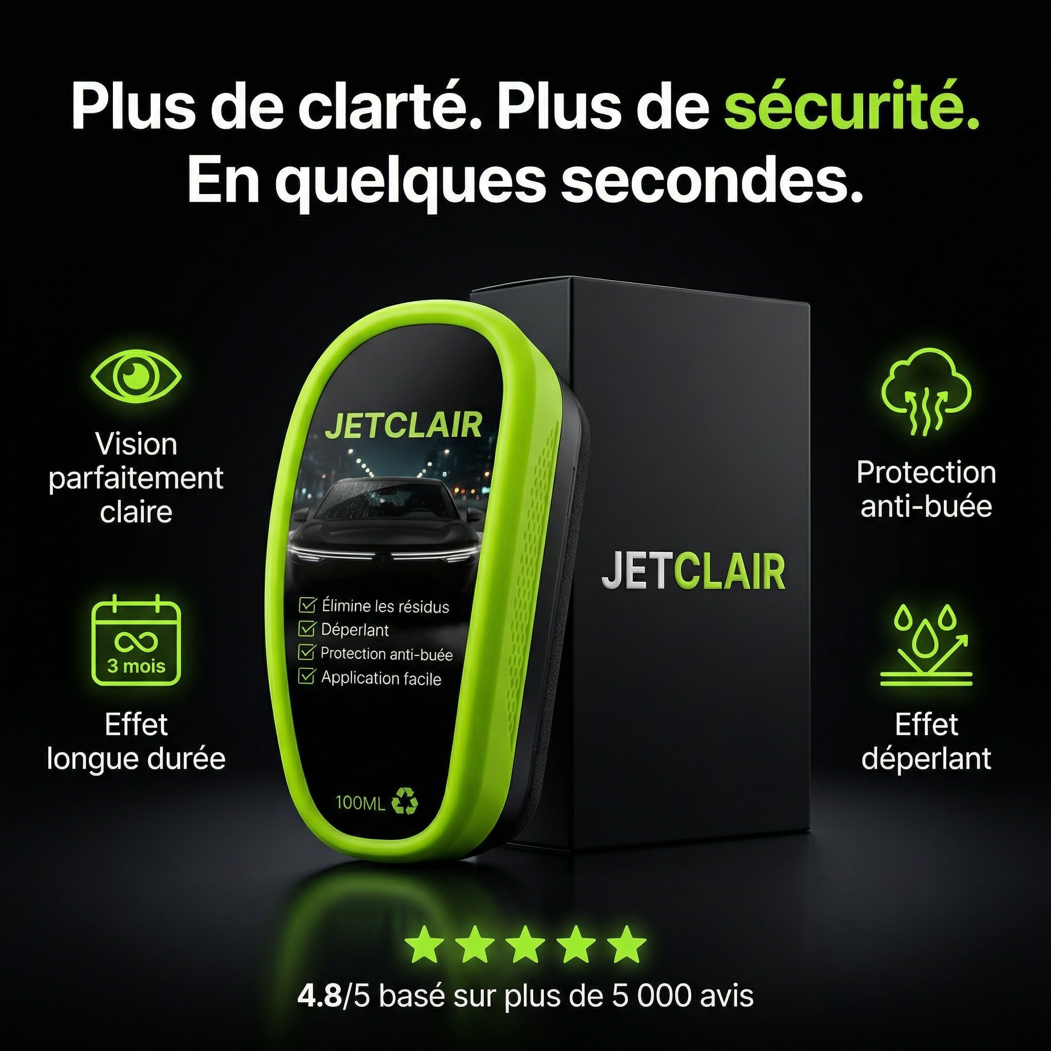 JetClair™ – Nettoyant Anti-Buée & Vision Claire Instantanée